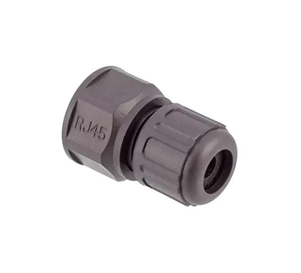 RJ45 सीधे पुरुष प्लास्टिक प्लग (थ्रेडेड)